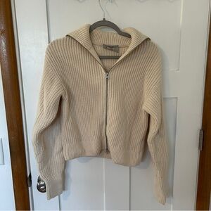 Everlane zip sweater beige small